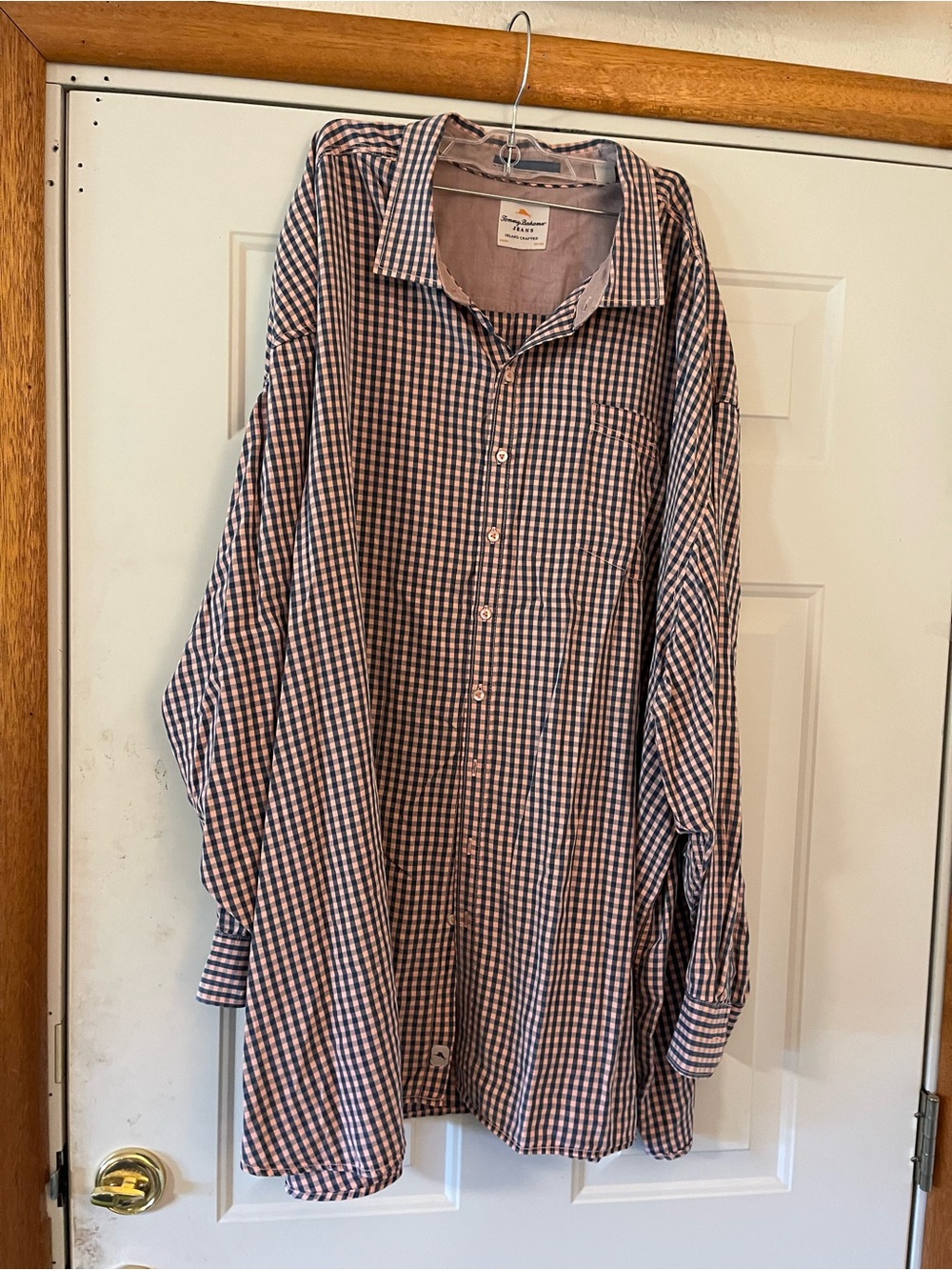 Tommy Bahama Jeans Mens 5XB Big & Tall Blue Pink Check Pockets Button Up